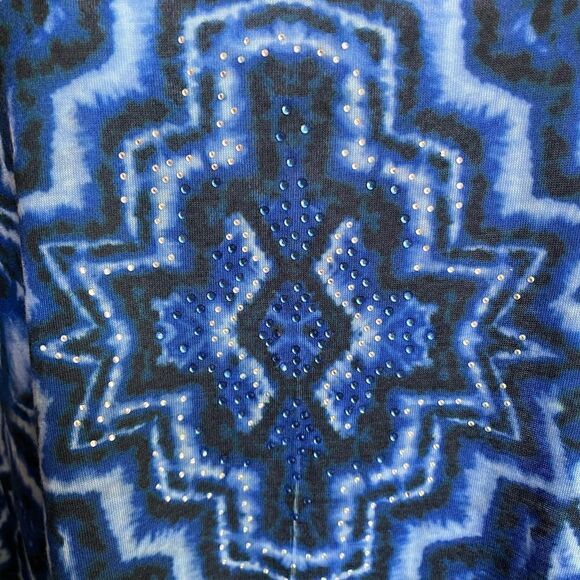 Avenue blue Aztec tank top with embellishments - Picture 3 of 5